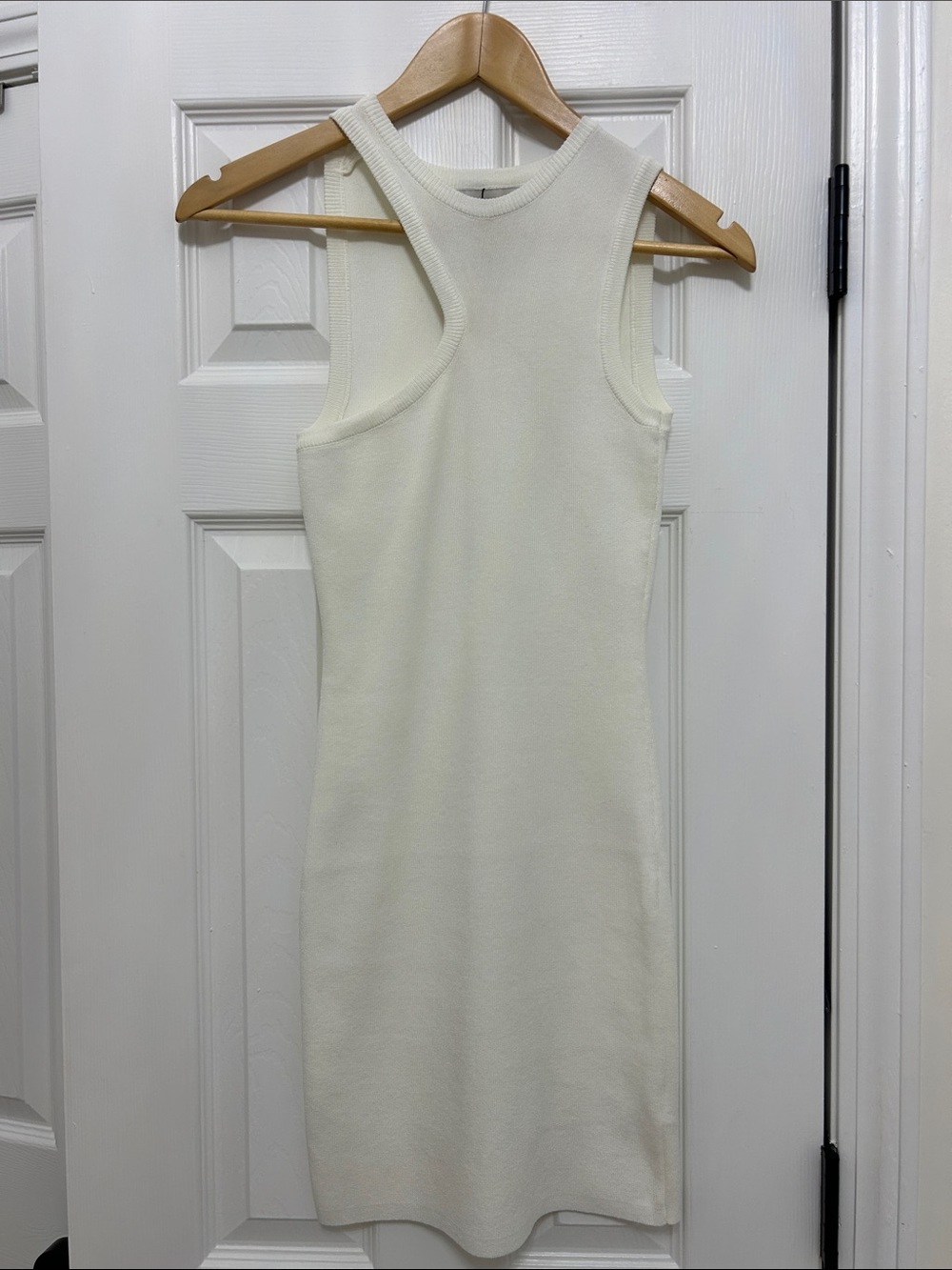 Sleeveless Rib Knit Tank Dress - White